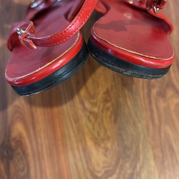 Gucci red Patton leather peep to flats with horse bit size 8.5 - Picture 5 of 8